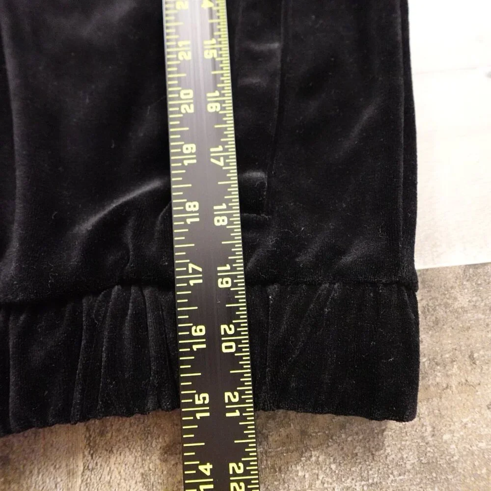 Juicy Couture‎ Girls Velour Hoodie Large Black Crown Logo Zip Up Juicy Hood